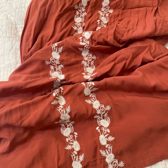 Roolee Rust Maxi Dress with White Embroidery - Picture 4 of 4